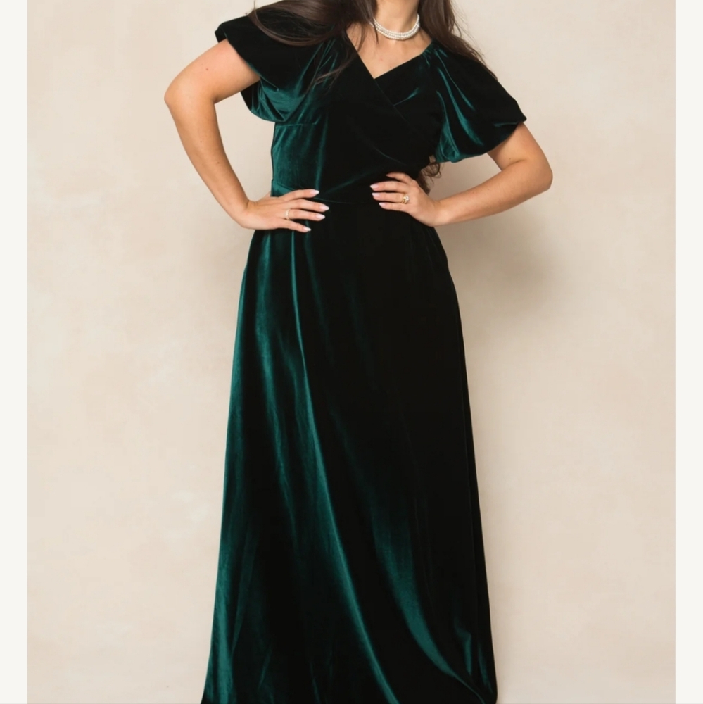 Ivy City Co Teal Velvet Maxi Dress